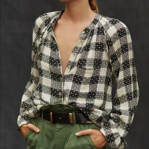 Anthropologie Pilcro Breezy Buttondown Shirt Black + White - Multiple Sizes